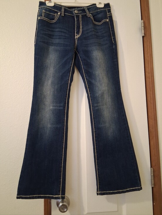Code Bleu Pants - Code Bleu Andrea Women Bootcut Dark Wash Jeans Pant Sz10PR Embroidered